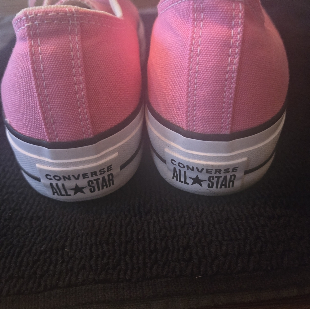 Converse Pink Low Top Platform Canvas Sneakers - Picture 5 of 9